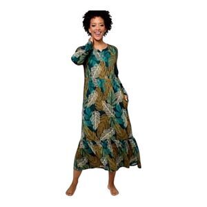 Stan Herman Womens Green Sueded Jersey Tiered Relaxed Fit Lounge Dress Small